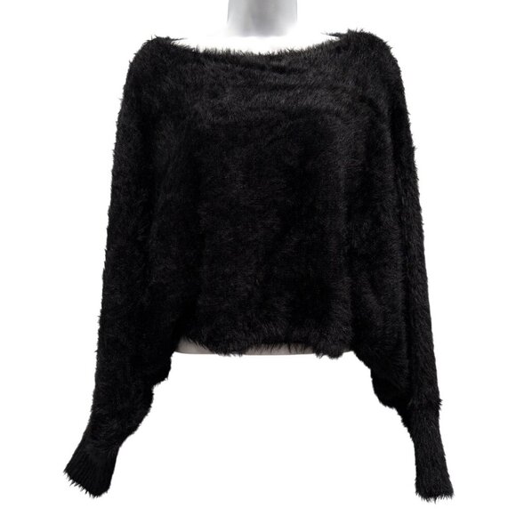 Altard State Fuzzy Eyelash Batwing Cropped Sweater Whimsigoth Black Womens XS - Picture 1 of 10